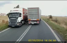 Co robi rosyjski kierowca tira na zakręcie? Film nagrany w Czechach