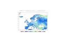 Roczne odchylenia temperatury od normy w Europie