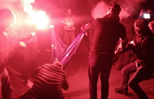 Młodzież Wszechpolska spaliła flagę UE. "Precz z Unią Europejską!"