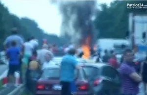 video] Wypadek samochodowy i pożar na drodze krajowej nr 3 na trasie Lubin...