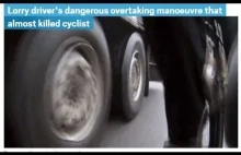 [UK] Kierowca TIRa wyprzedza rowerzystę "na gazetę" i potrąca go