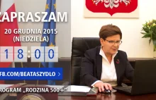 Spotkanie z Panią premier Beatą Szydło z internautami w sprawie 500