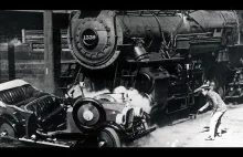 Krótka kompilacja szalonych scen z parowozami z kina niemego lat 20 XX wieku