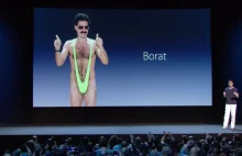 Sacha Baron Cohen w genialny sposób parodiuje konferencje Apple'a