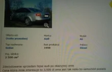 Audi z niewielkim defektem