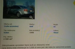 Audi z niewielkim defektem