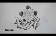 Рисуем розу и граффити. Drawing a rose graffiti. 绘制涂鸦玫瑰。BODACOMICS