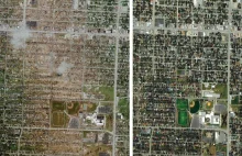 Zdjęcia satelitarne miasta Joplin przed i po przejściu tornada