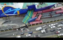 Wypadek w porcie w Santo Domingo - Statek kosi kontenery stojące na nabrzeżu
