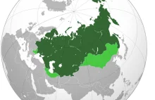 Imperium Rosyjskie (na ciemnozielono) i jego strefy wpływów (na jasnozielono)