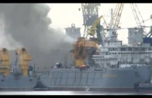 Film z pożaru na rosyjskim okręcie podwodnym