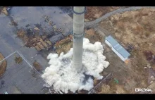 Kwidzyn: wyburzenie 107m komina z drona