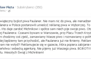 Poseł ogłosił bojkot piwa Paulaner