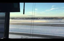 F-16 startujące w lodowej mgle przy -40°C