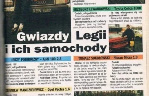 Gwiazdy Legii i ich samochody.