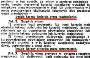 Przywrócić karę śmierci dla skorumpowanych polityków i urzędników