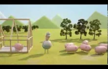 Animacja poklatkowa o farmerze i świnkach.