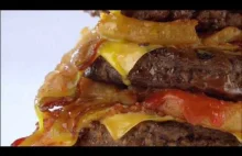 Paunch Burger. Szczera reklama jedzenia z fast foodów.