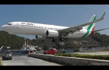 Ekstremalnie niskie lądowanie 737 na lotnisku Skiathos europejskim St Maarten
