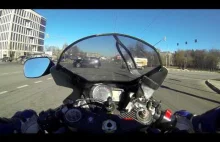 Struś pędzi wiatr na motocyklu Suzuka...