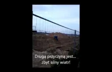 Budowa nabrzeża Wisły w Grudziądzu - wiatr utrudnia prace :D