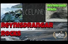 Plaża Reynisfjara, skały Reynisdrangar, Gardar w Islandi widziane z powietrza