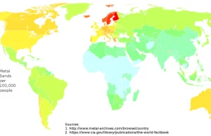 Liczba heavymetalowych zespołów na 100 tys. mieszkańców
