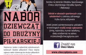 Checz Gdynia ogłasza nabór dziewcząt do drużyny piłkarskiej | Gdynia Sport...