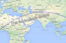 Najdłuższa prosta linia (trasa) na ziemi bez oceanu, morza czy jeziora 13 589 km