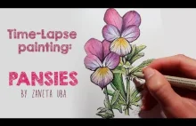 Time-Lapse painting: Watercolor Pansy Illustration by Żaneta...