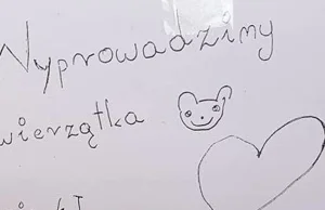 Wyprowadzimy zwierzątka - ogłoszenie napisane przez dzieci z Bydgoszczy.