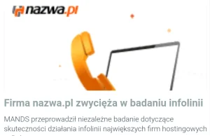Firma nazwa.pl zwycięża w badaniu infolinii...