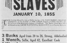 Ogłoszenie o sprzedaży niewolników z 1855 r.