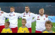 Hymn Polski na meczu Polska - Ukraina przedstawiony przez TVP