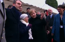 Wzruszona staruszka pomyliła Merkel z żoną Macrona