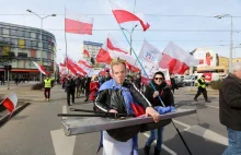 Kukiełki, maski twarzy Tuska i okrzyki FAŁSZERZE! Marsz w obronie demokracji