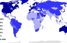 Użytkownicy internetu w krajach świata (% populacji kraju)