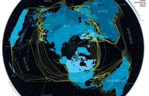 Mapa światłowodów łączących kontynenty
