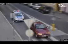 Policyjny pościg za nietrzeźwym kierowcą - Nagranie z monitoringu miejskiego