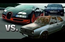 VW Golf 2 AWD vs Bugatti Veyron Super Sport vs AMS Nissan GTR Alpha 12+