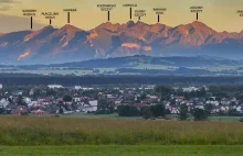 Wczorajszy widok na Tatry z Nowego Targu - panorama z 19 pionowych kadrów