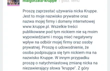 Śmieszne żądanie Małgorzaty Kruppe, właścicielki kruppe.pl wobec wykopowicza