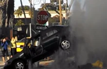 Drugs are bad, Car Plows through Fire Hydrant and Bystander starts Dancing...