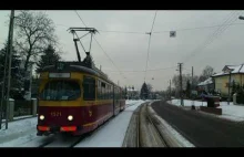 Cały przejazd linią tramwajową 46 Łódź (Stoki) - Ozorków w zimowej scenerii