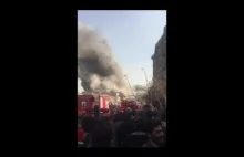 Film - Iran pożar i zawalenie budynku ,dwa ujęcia , strażacy w środku :(