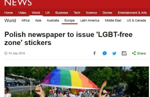 "Strefa wolna od LGBT". BBC o kontrowersyjnych naklejkach Gazety Polskiej.