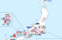 Lokalizacje założenia największych firm japońskich
