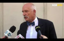 Janusz Korwin-Mikke po rozprawie sądowej ws. spoliczkowania Michała Boniego