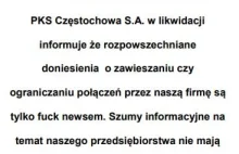 PKS Częstochowa S.A. dementuje doniesienia: To tylko F**k news.
