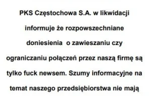 PKS Częstochowa S.A. dementuje doniesienia: To tylko F**k news.